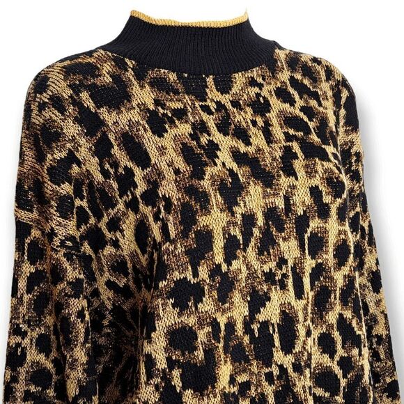 Nutcracker Vintage 80s Animal Print Metallic Sweater size Medium - Picture 2 of 6